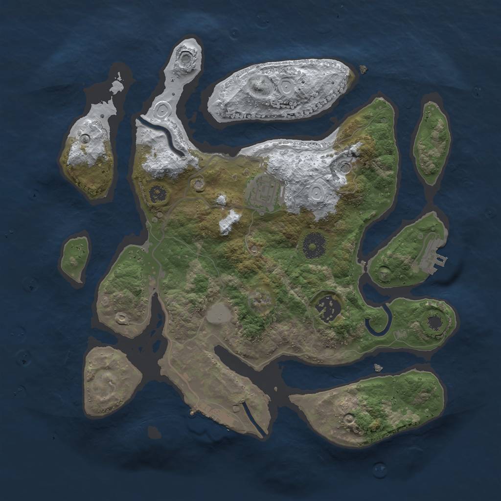 Rust Map: Procedural Map, Size: 3000, Seed: 6384643, 10 Monuments