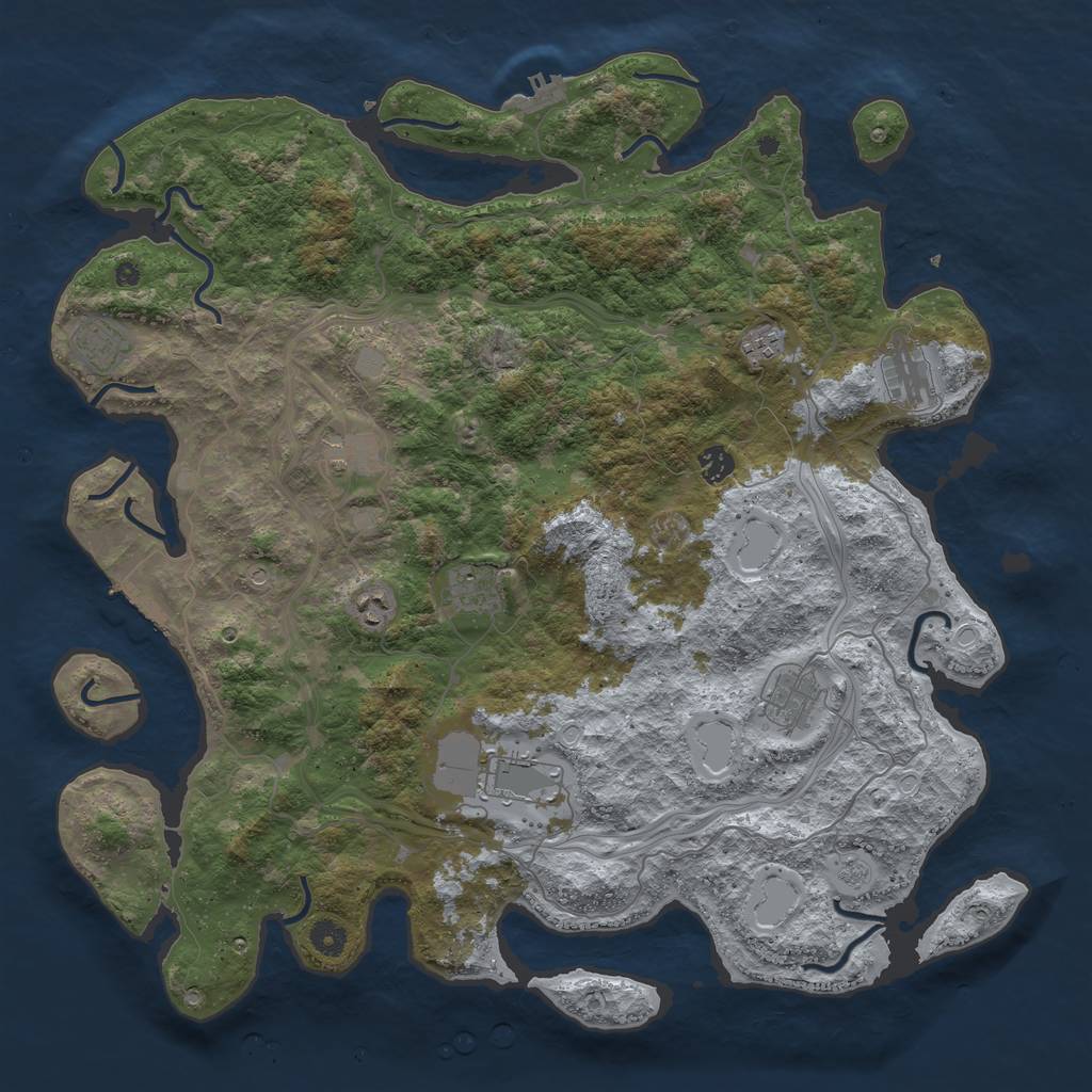 Rust Map: Procedural Map, Size: 4500, Seed: 69420, 16 Monuments