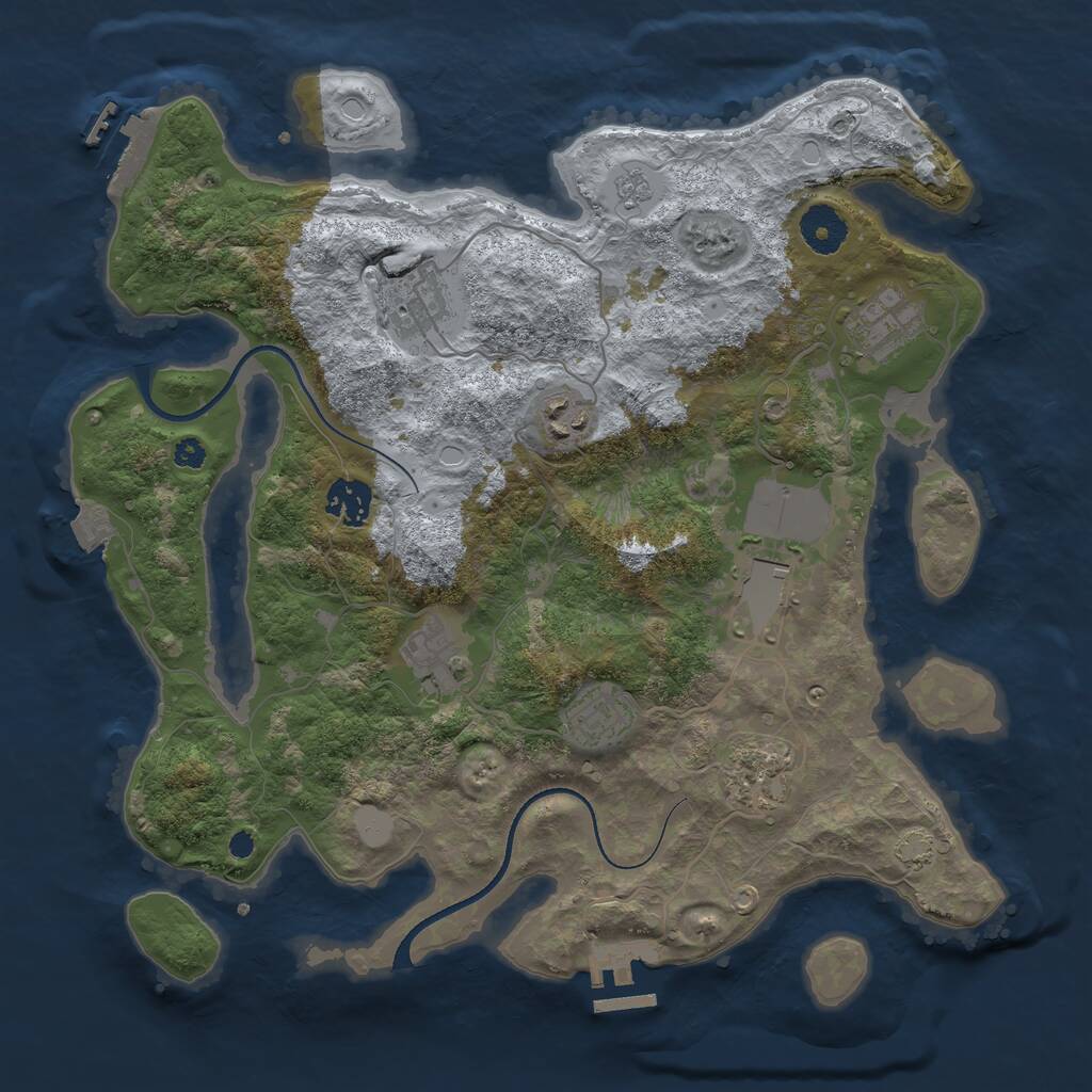 Rust Map: Procedural Map, Size: 3500, Seed: 88364374, 13 Monuments