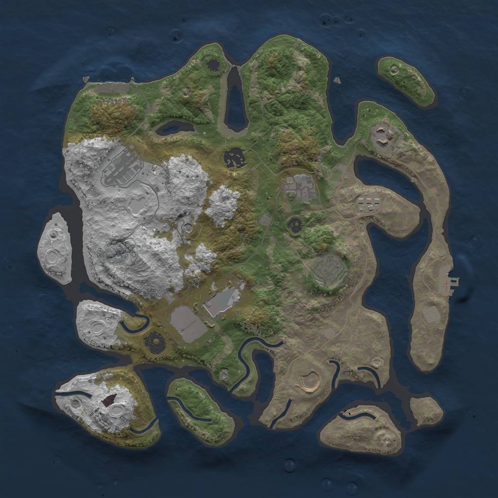 Rust Map: Procedural Map, Size: 3500, Seed: 242924498, 16 Monuments