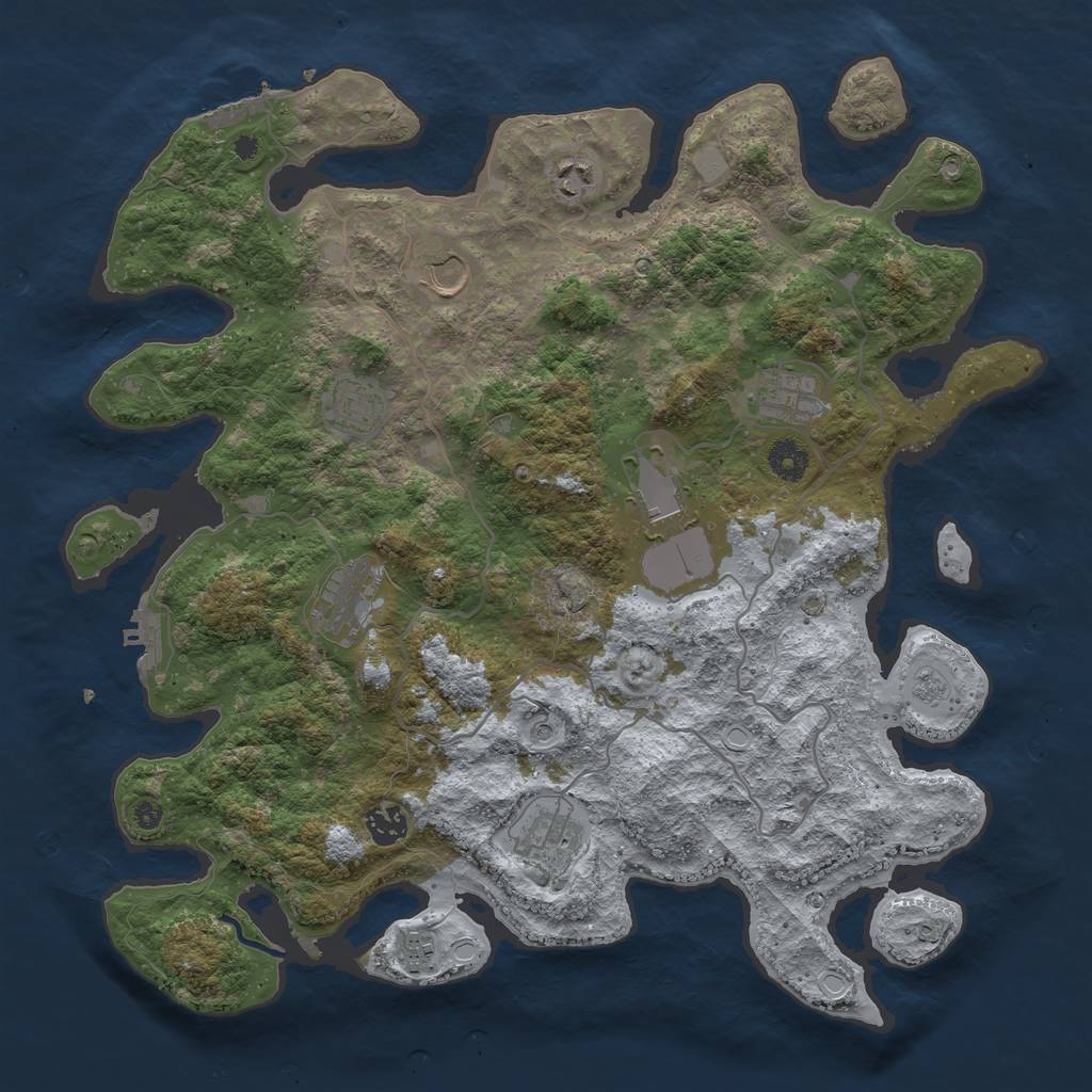 Rust Map: Procedural Map, Size: 4000, Seed: 7845612, 16 Monuments