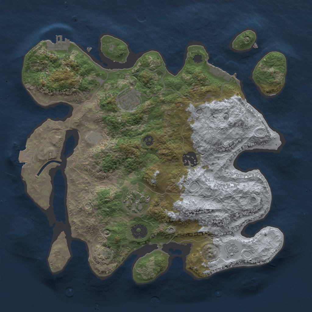 Rust Map: Procedural Map, Size: 3000, Seed: 2105, 11 Monuments