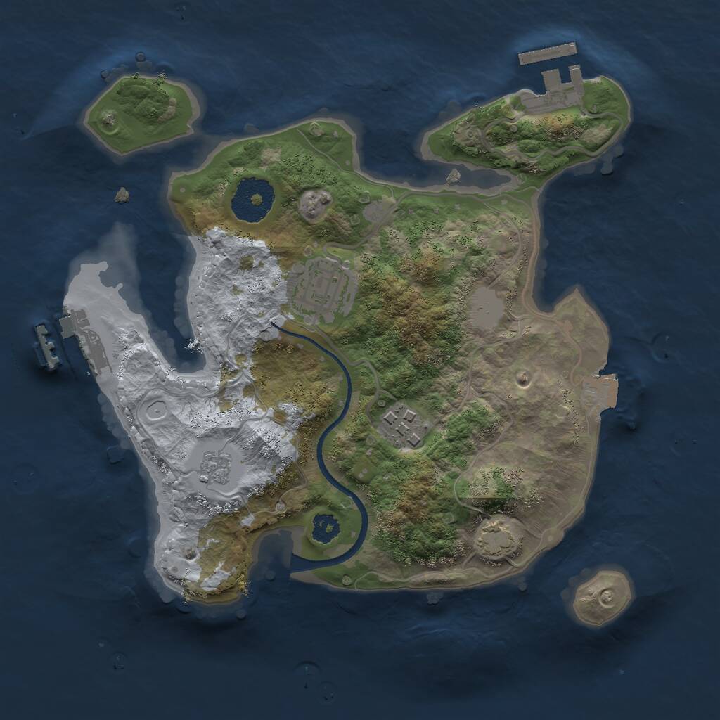 Rust Map: Procedural Map, Size: 2500, Seed: 1250704482, 7 Monuments