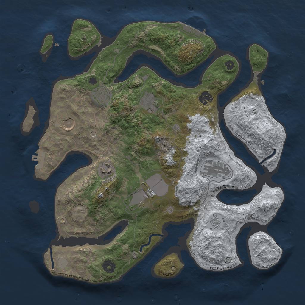 Rust Map: Procedural Map, Size: 3500, Seed: 958978899, 16 Monuments