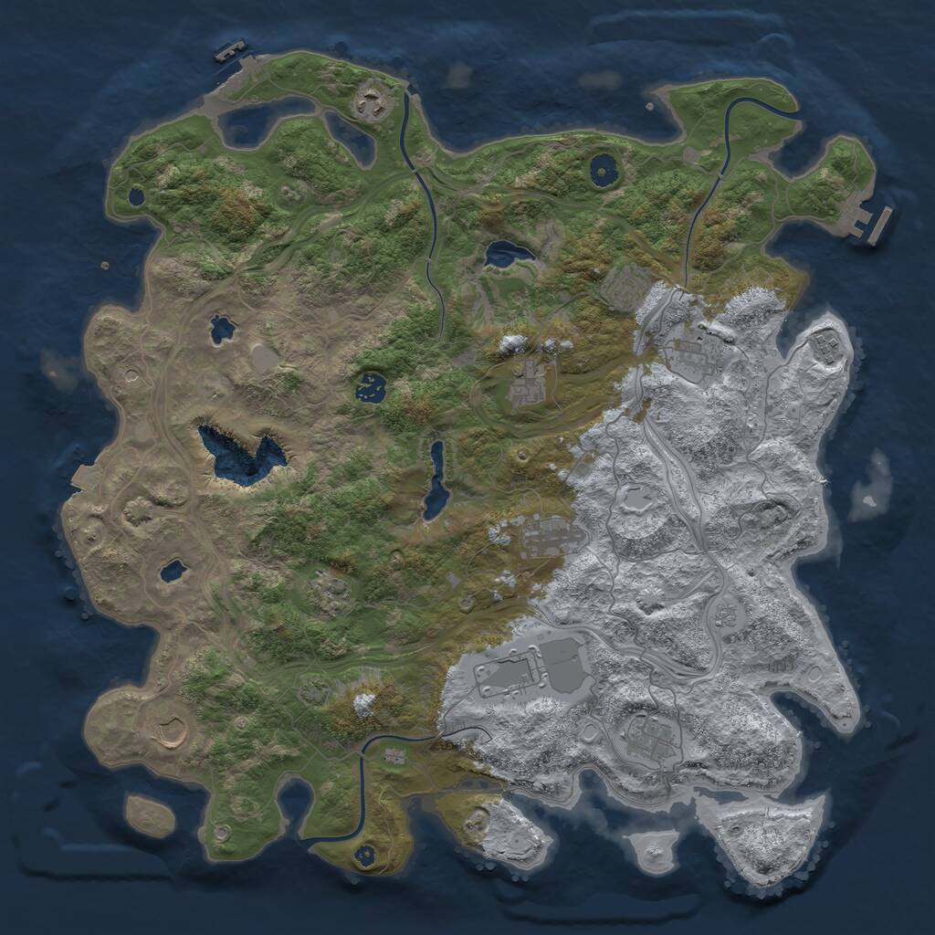 Rust Map: Procedural Map, Size: 4600, Seed: 2185610, 17 Monuments