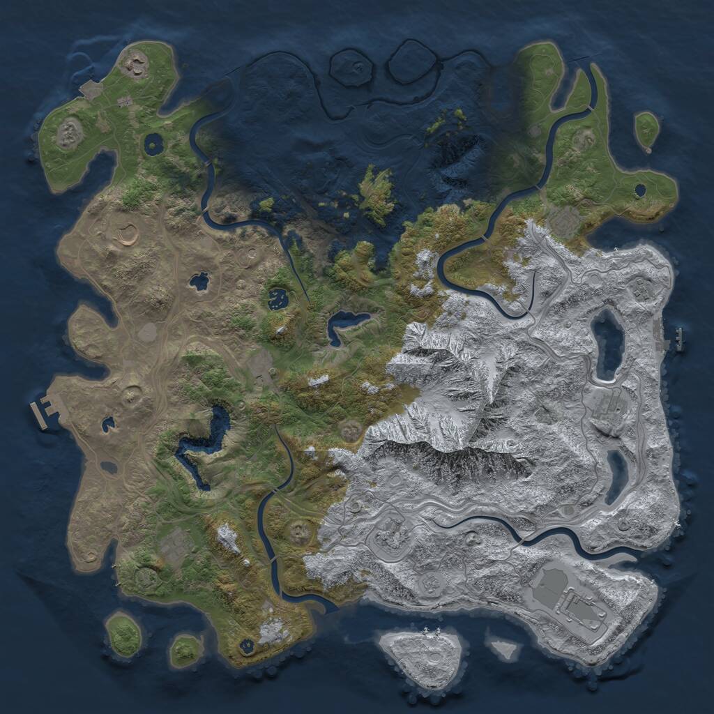 Rust Map: Procedural Map, Size: 5000, Seed: 44, 16 Monuments