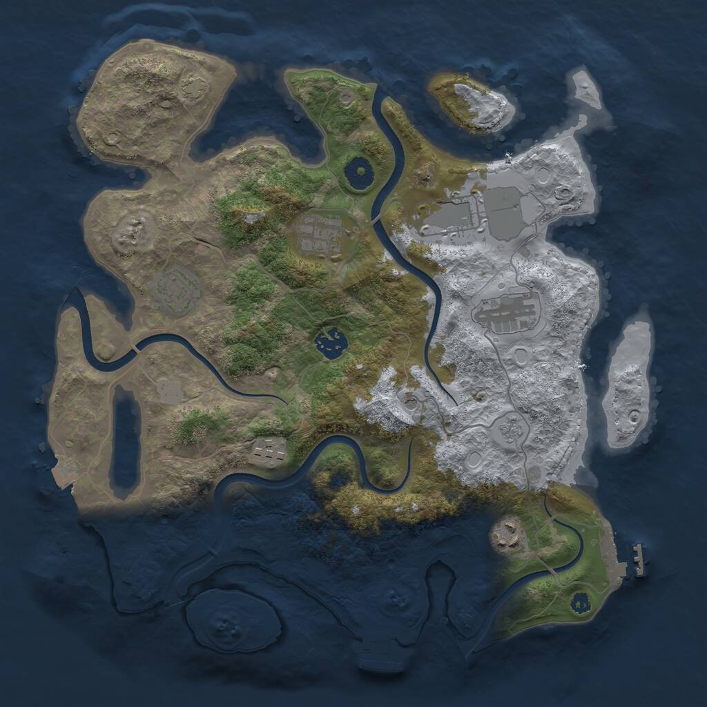 Rust Map: Procedural Map, Size: 3500, Seed: 36352, 13 Monuments