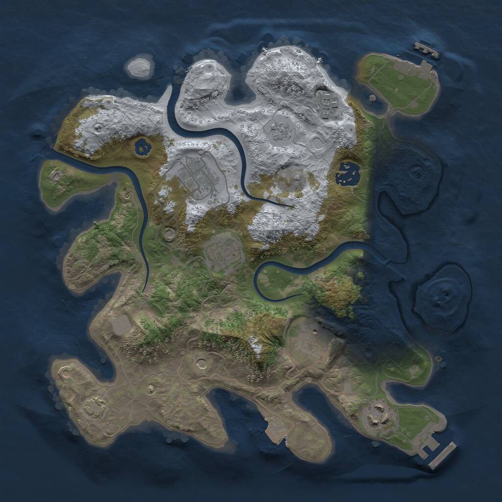 Rust Map: Procedural Map, Size: 3000, Seed: 334469043, 12 Monuments