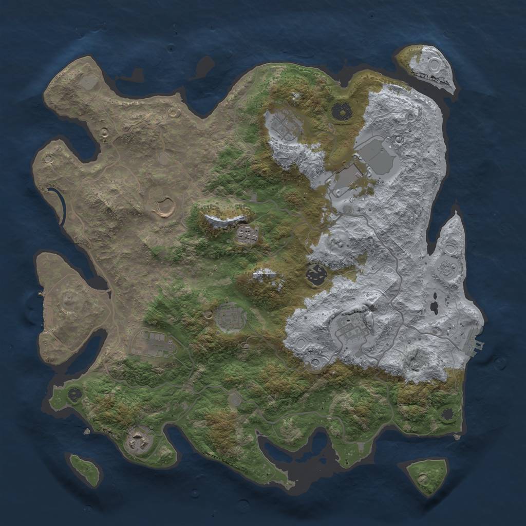 Rust Map: Procedural Map, Size: 4000, Seed: 660816, 16 Monuments