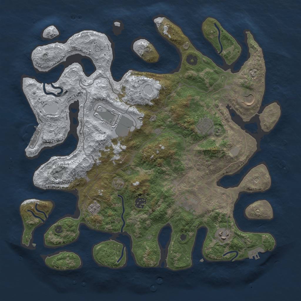 Rust Map: Procedural Map, Size: 4000, Seed: 5166, 16 Monuments