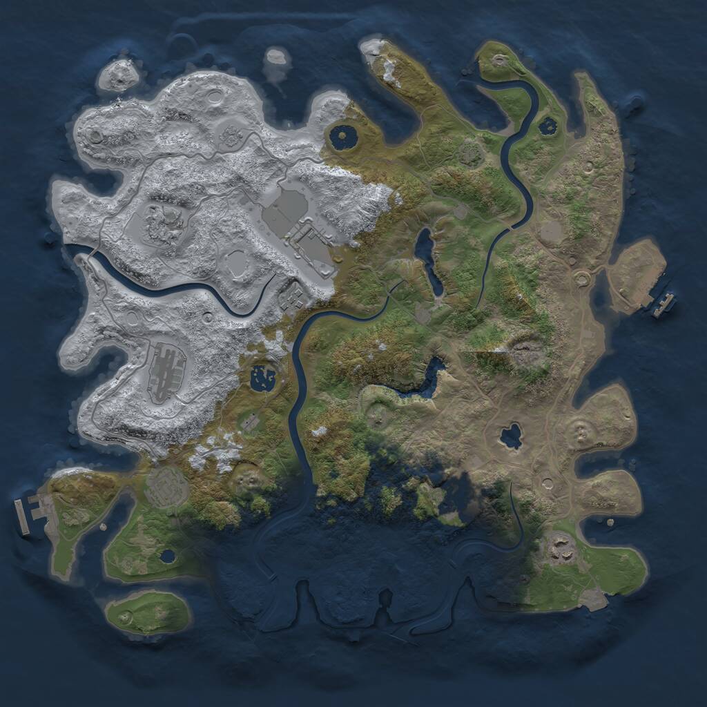 Rust Map: Procedural Map, Size: 4000, Seed: 5166, 14 Monuments