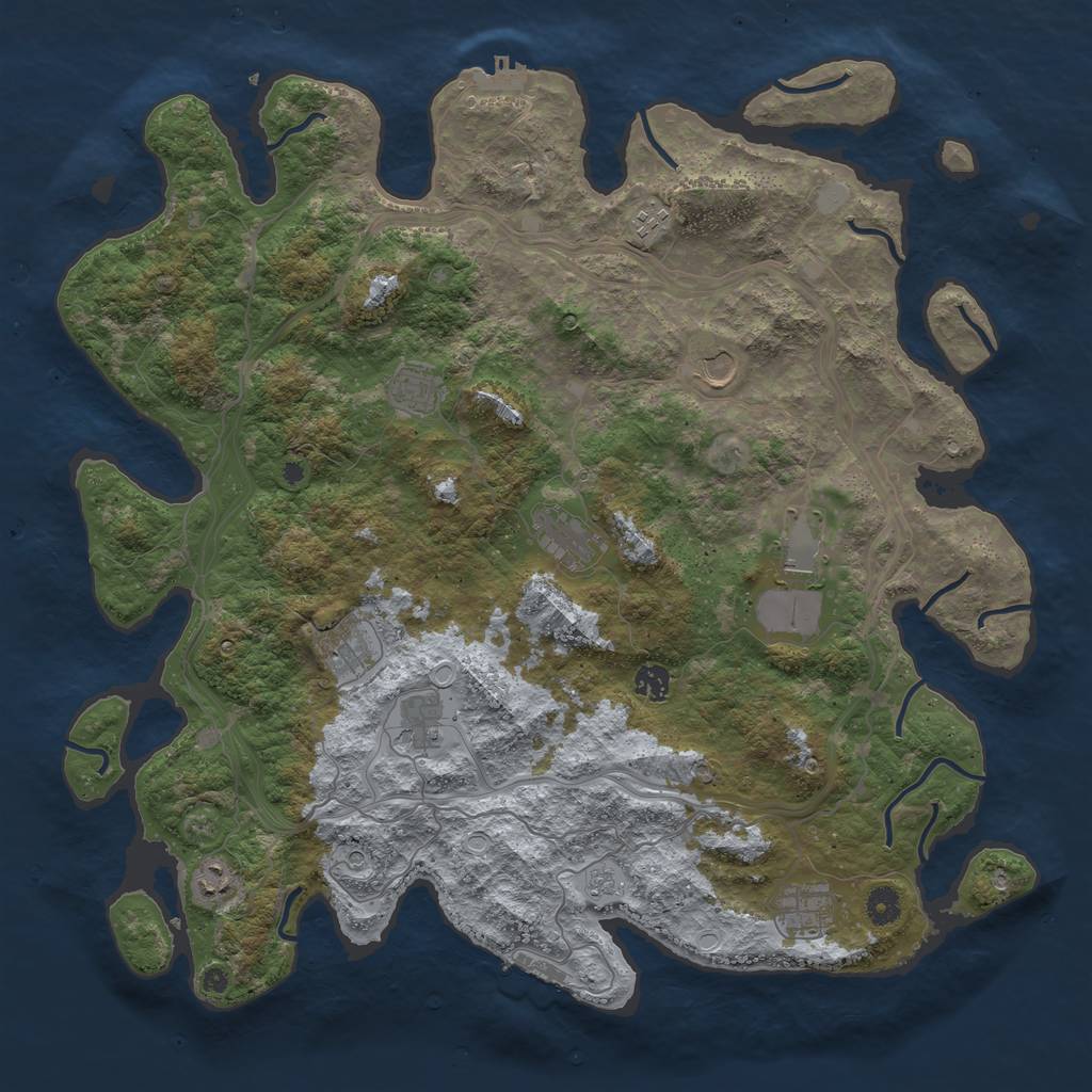 Rust Map: Procedural Map, Size: 4500, Seed: 1829736415, 19 Monuments