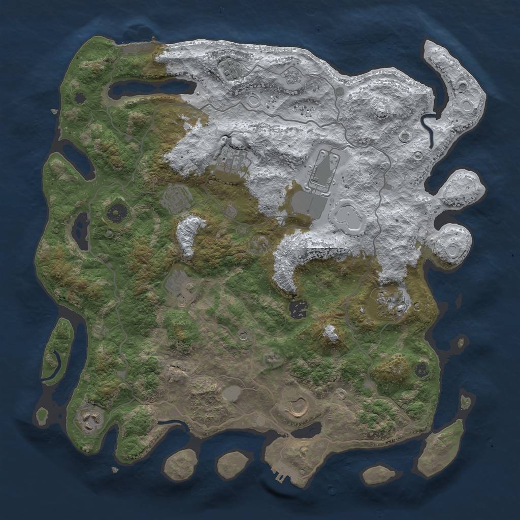 Rust Map: Procedural Map, Size: 4000, Seed: 423950, 18 Monuments