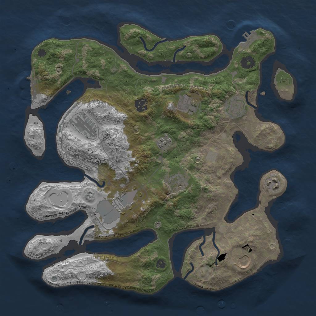 Rust Map: Procedural Map, Size: 3500, Seed: 2145624244, 16 Monuments