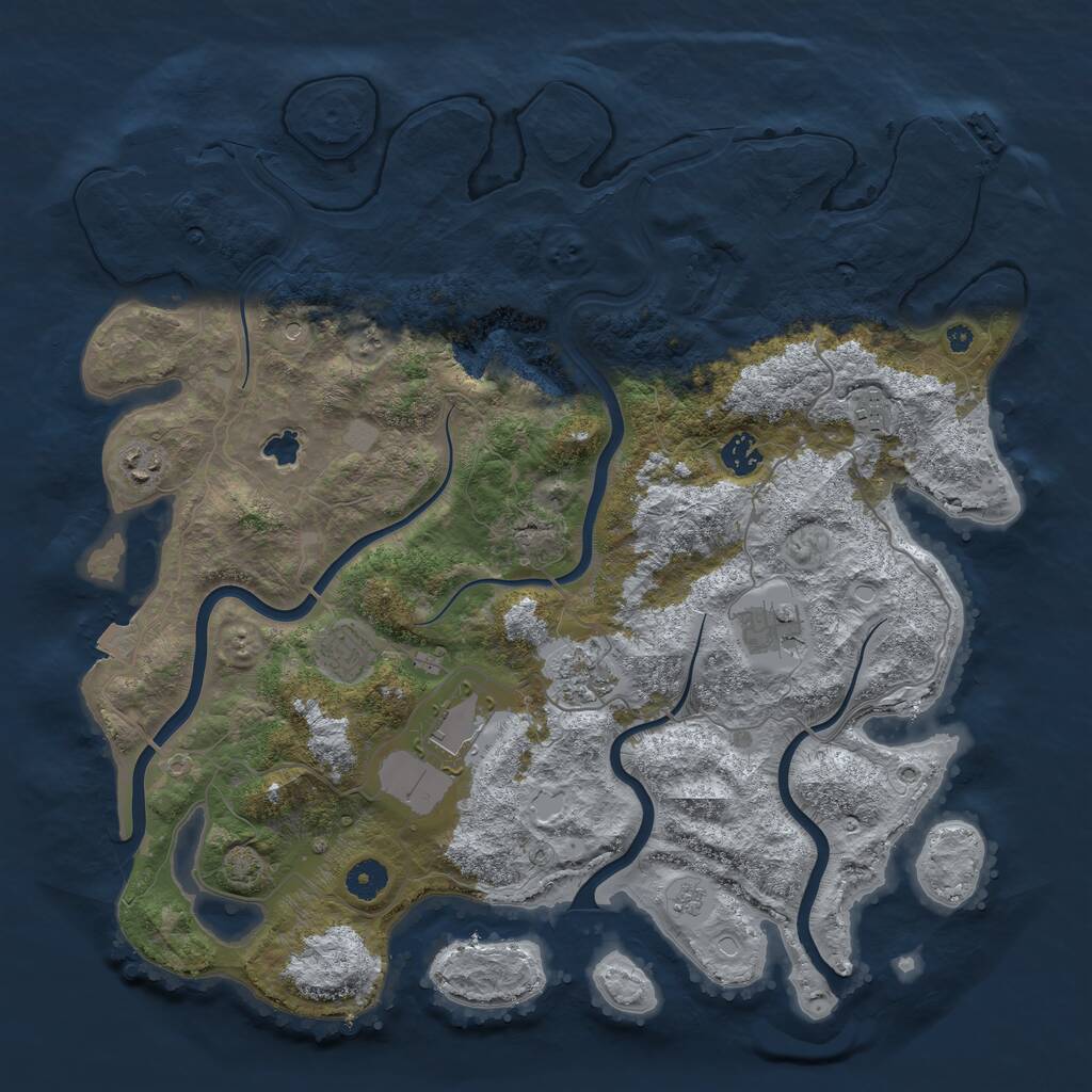 Rust Map: Procedural Map, Size: 4100, Seed: 7656345, 13 Monuments