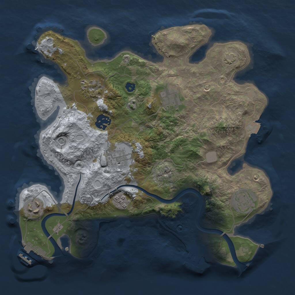 Rust Map: Procedural Map, Size: 3000, Seed: 1476068854, 12 Monuments