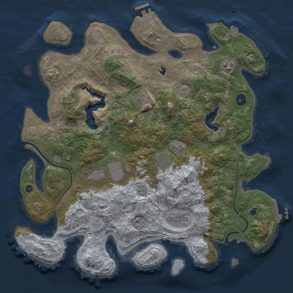 Rust Map: Procedural Map, Size: 4000, Seed: 19384, 12 Monuments