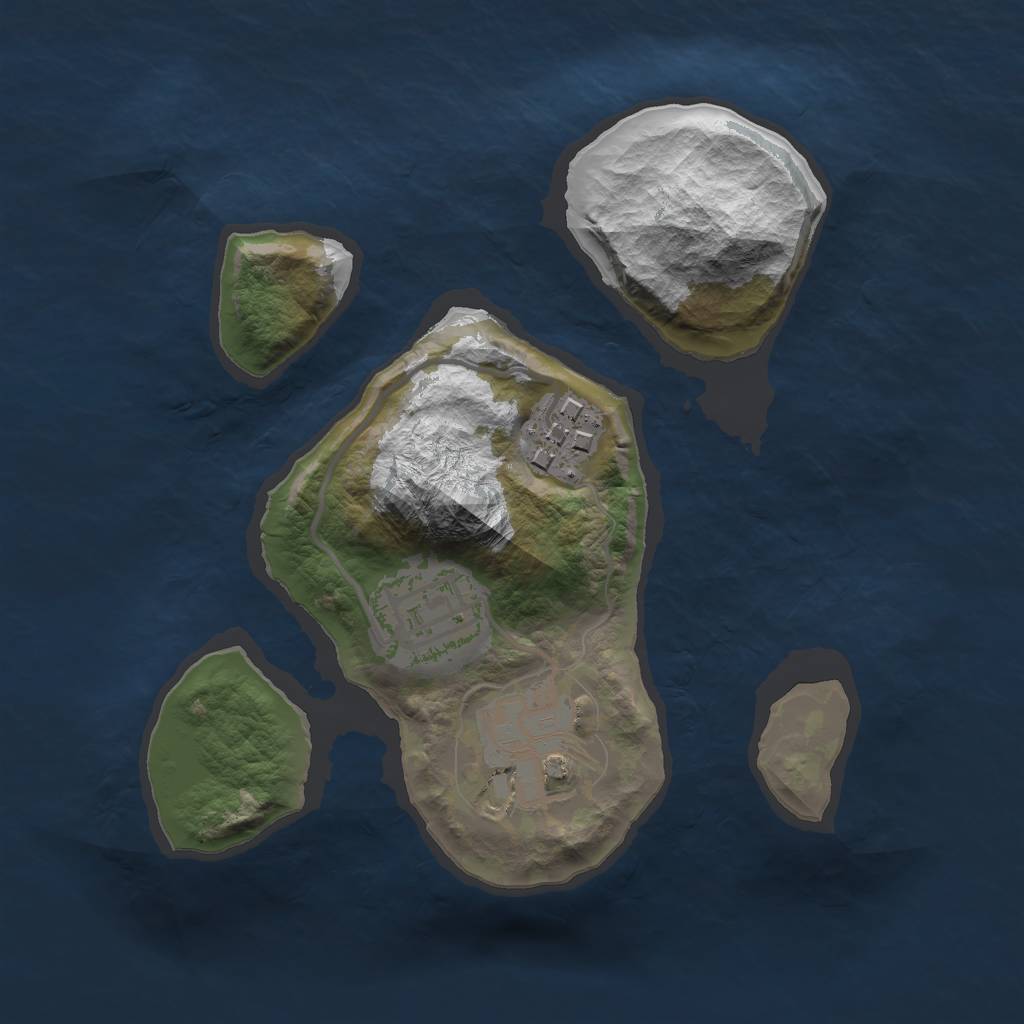 Rust Map: Barren, Size: 2000, Seed: 1, 5 Monuments