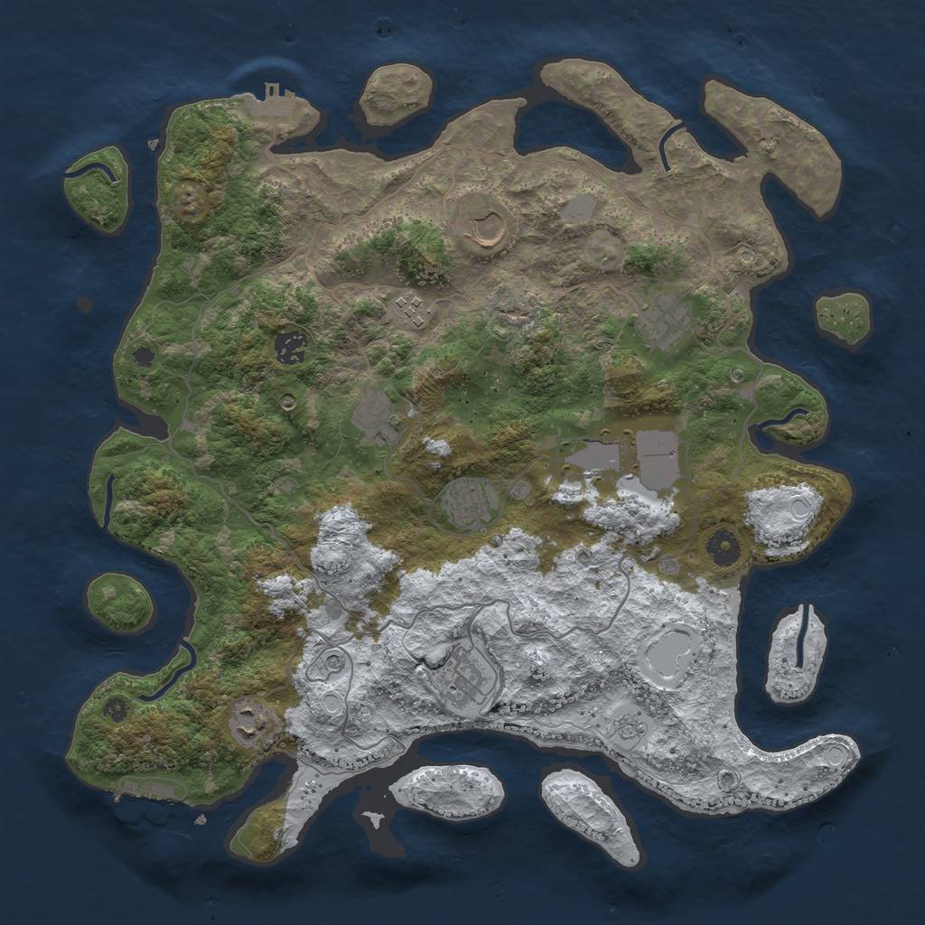Rust Map: Procedural Map, Size: 4000, Seed: 83525533, 18 Monuments