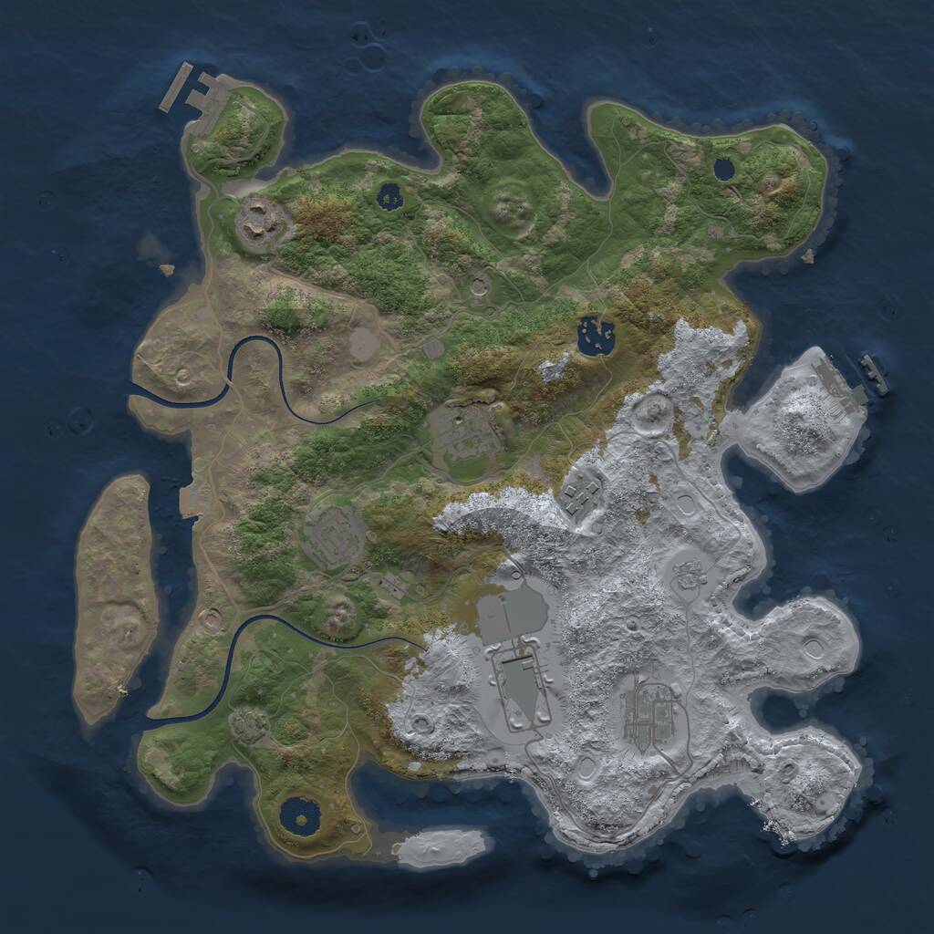 Rust Map: Procedural Map, Size: 3500, Seed: 58803360, 13 Monuments