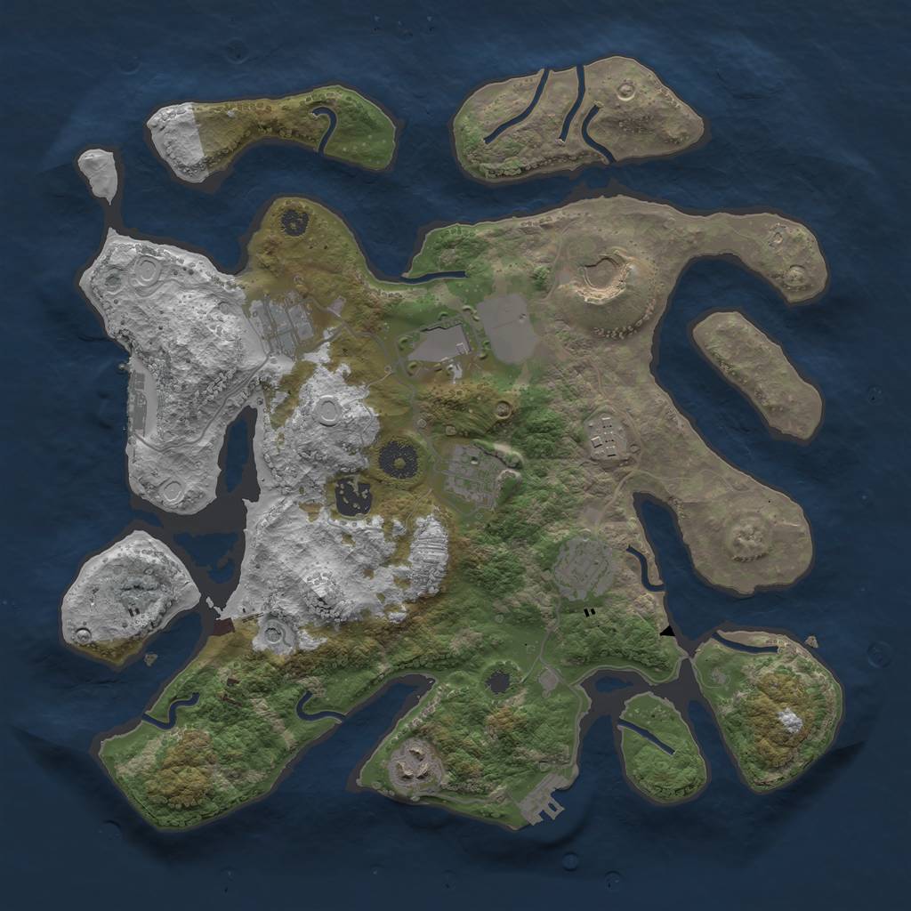 Rust Map: Procedural Map, Size: 3500, Seed: 486, 16 Monuments