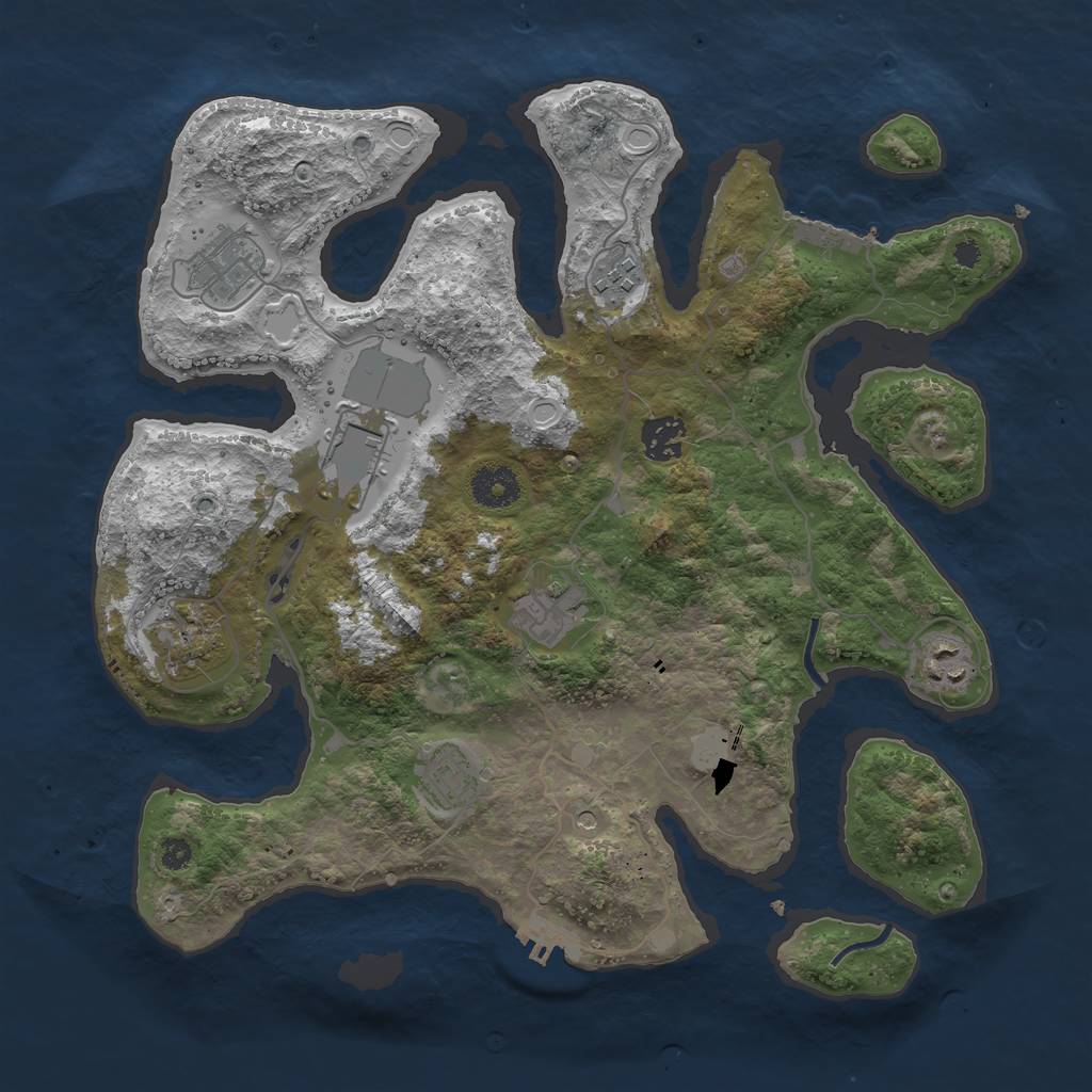 Rust Map: Procedural Map, Size: 3550, Seed: 40624, 16 Monuments