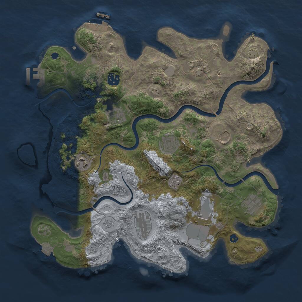 Rust Map: Procedural Map, Size: 3550, Seed: 346541, 16 Monuments