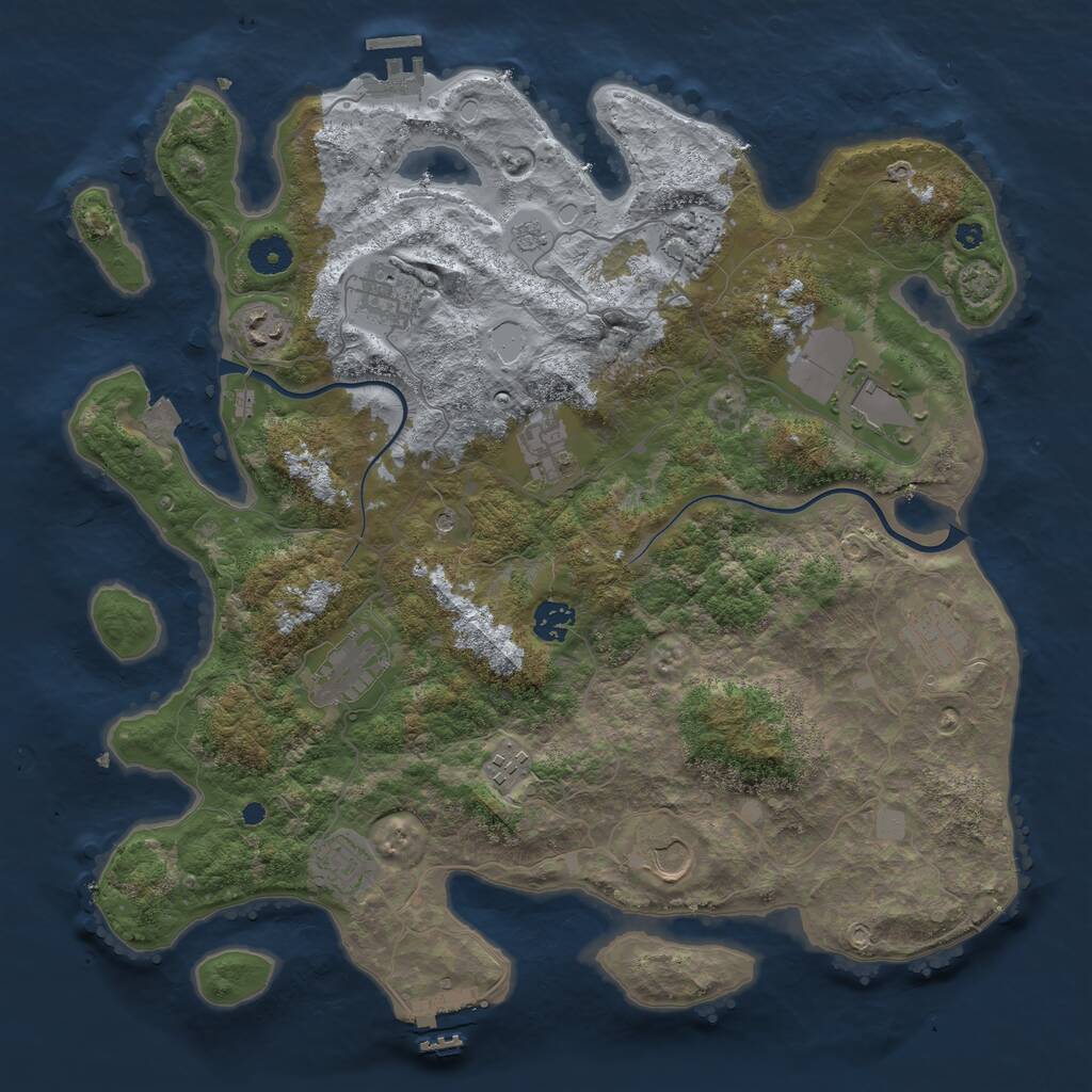 Rust Map: Procedural Map, Size: 3950, Seed: 1366952046, 17 Monuments
