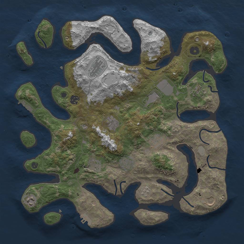Rust Map: Procedural Map, Size: 3950, Seed: 1366952046, 19 Monuments