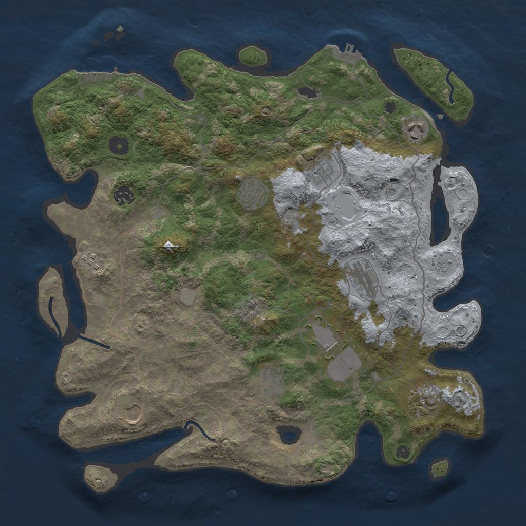 Rust Map: Procedural Map, Size: 4000, Seed: 616283, 17 Monuments