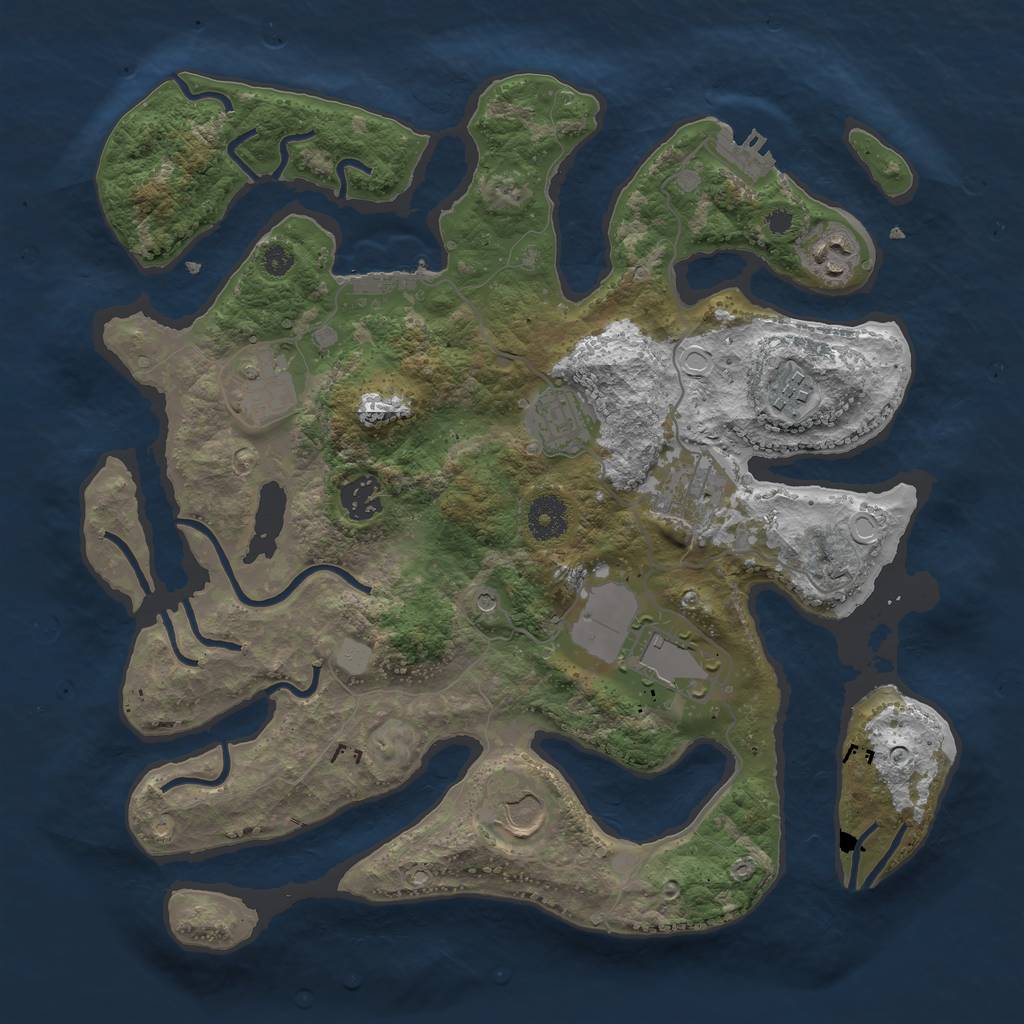 Rust Map: Procedural Map, Size: 3550, Seed: 616283, 16 Monuments