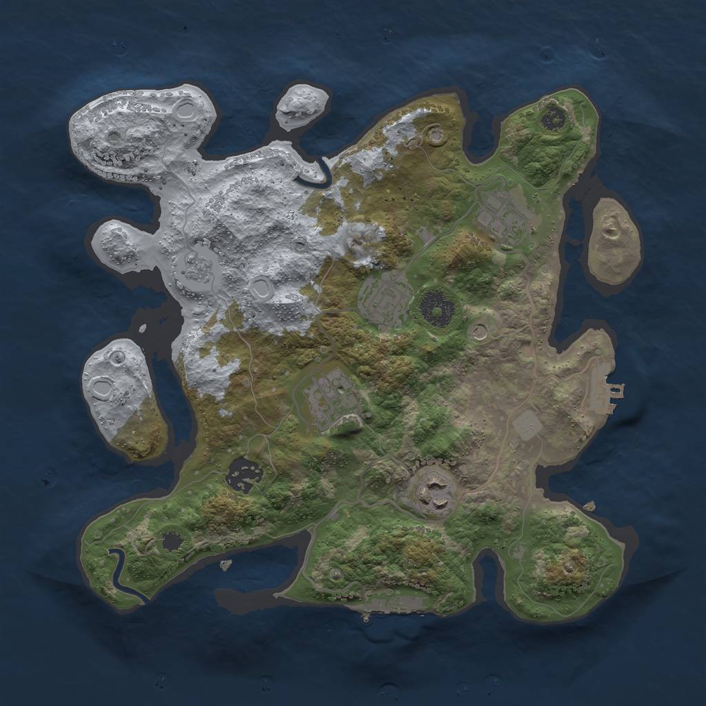 Rust Map: Procedural Map, Size: 3000, Seed: 3110, 14 Monuments