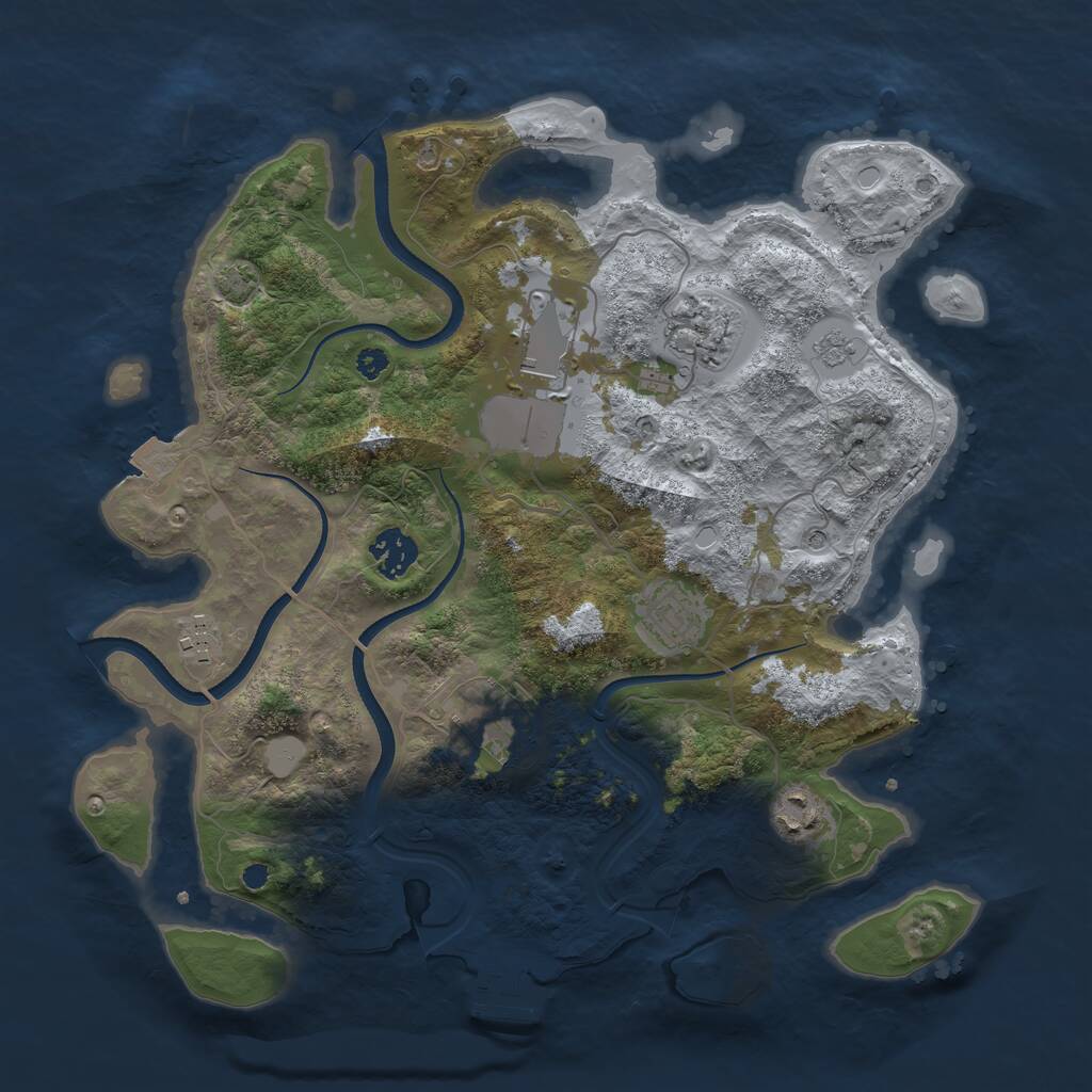 Rust Map: Procedural Map, Size: 3500, Seed: 206043538, 12 Monuments