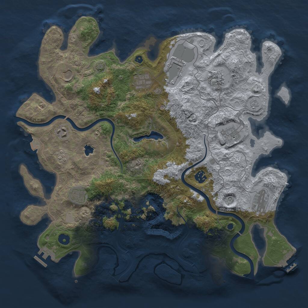Rust Map: Procedural Map, Size: 4000, Seed: 1174550898, 16 Monuments