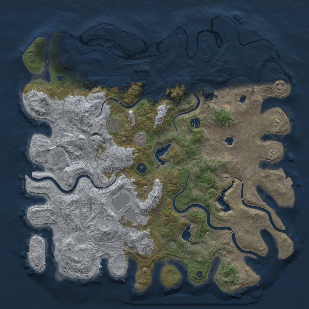 Rust Map: Procedural Map, Size: 4600, Seed: 727371418, 12 Monuments