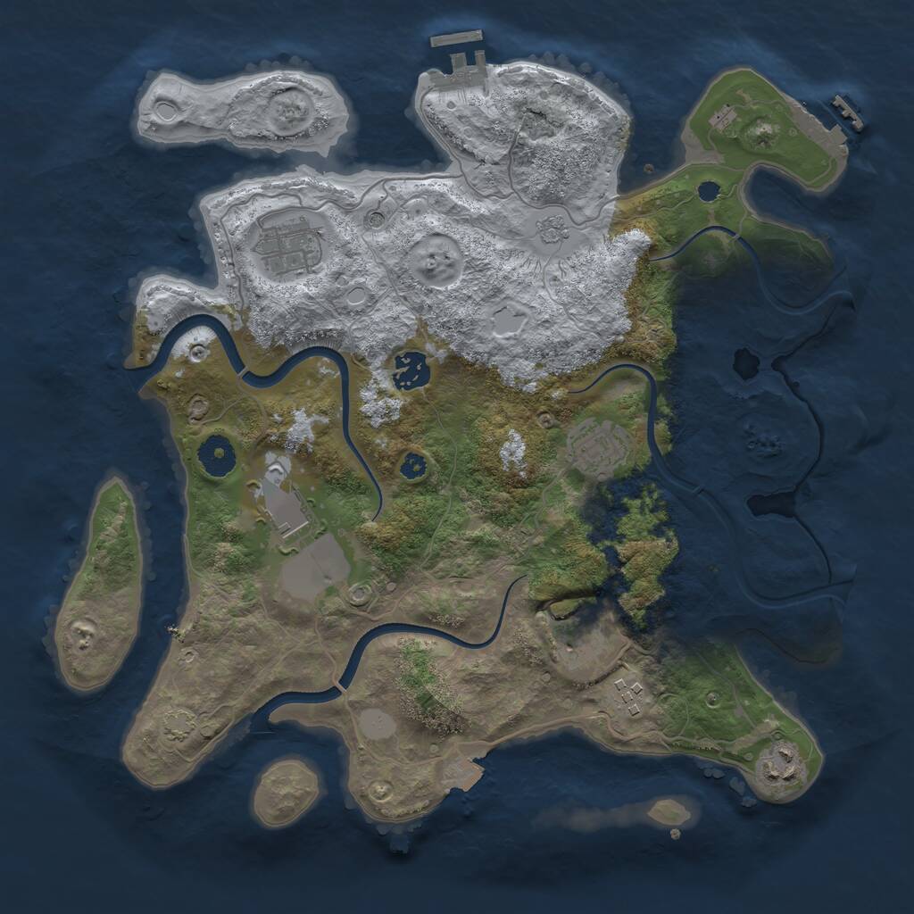 Rust Map: Procedural Map, Size: 3550, Seed: 373863, 13 Monuments