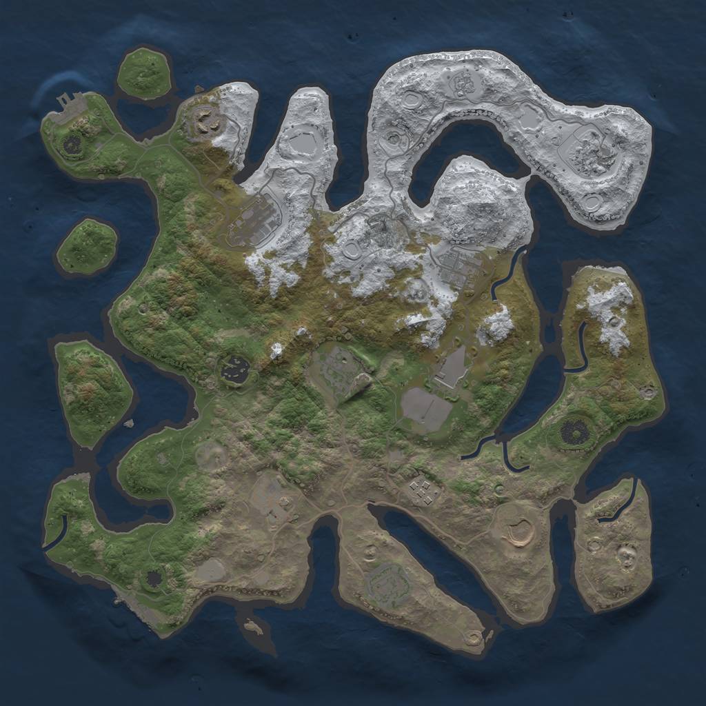 Rust Map: Procedural Map, Size: 3850, Seed: 803344136, 20 Monuments