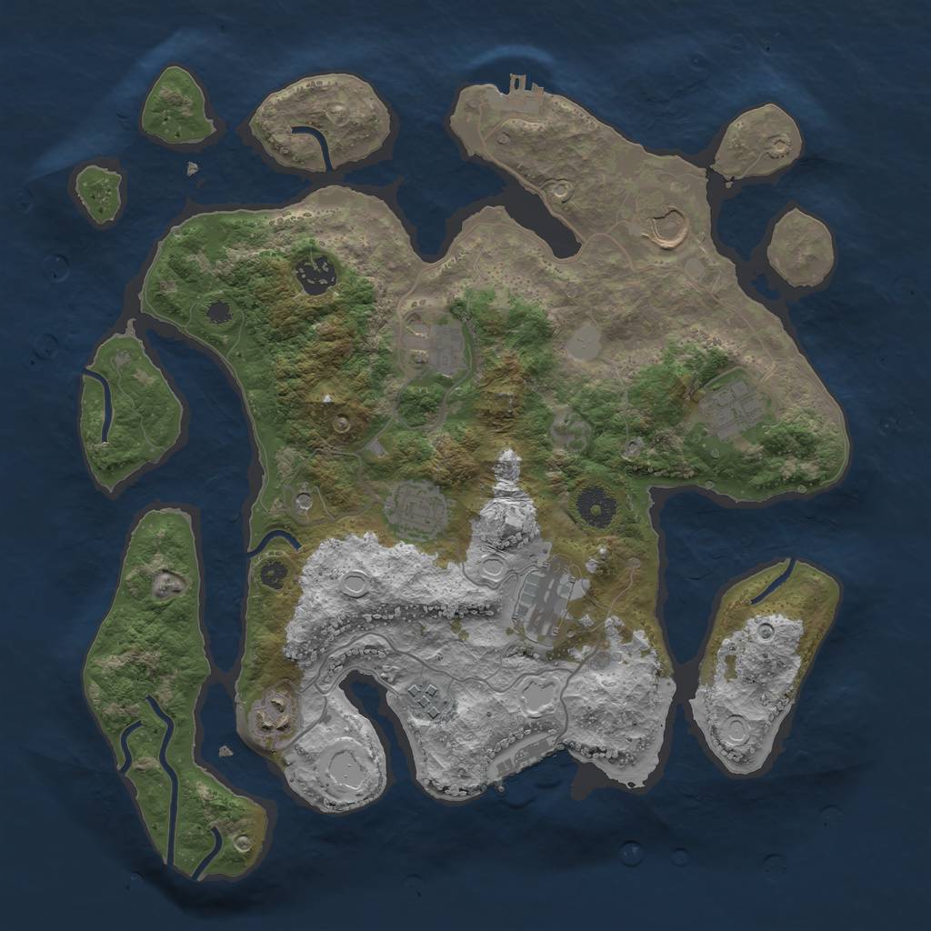 Rust Map: Procedural Map, Size: 3550, Seed: 913716, 16 Monuments