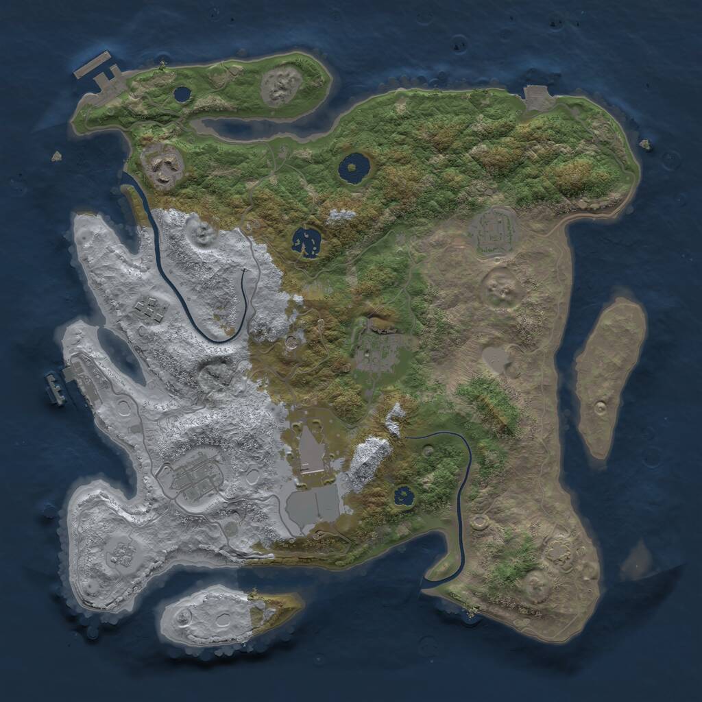 Rust Map: Procedural Map, Size: 3500, Seed: 102326577, 13 Monuments