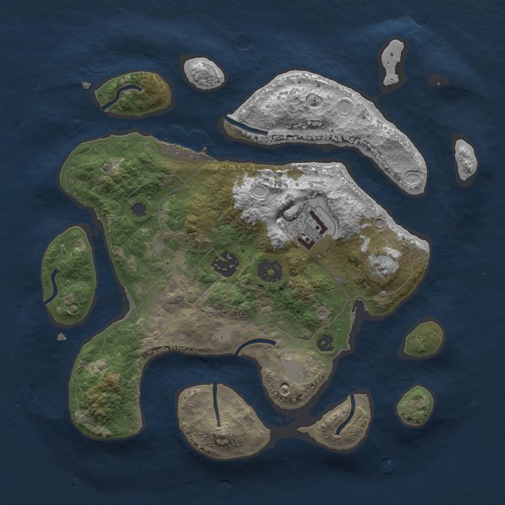 Rust Map: Procedural Map, Size: 3000, Seed: 1440116102, 8 Monuments