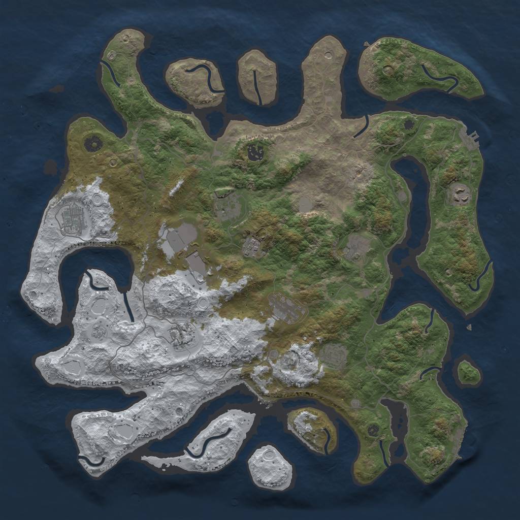 Rust Map: Procedural Map, Size: 4500, Seed: 1548724181, 19 Monuments