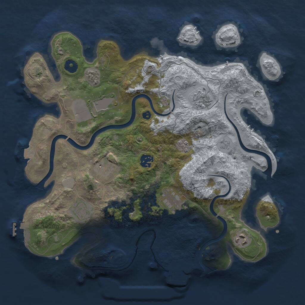 Rust Map: Procedural Map, Size: 3500, Seed: 956998375, 14 Monuments