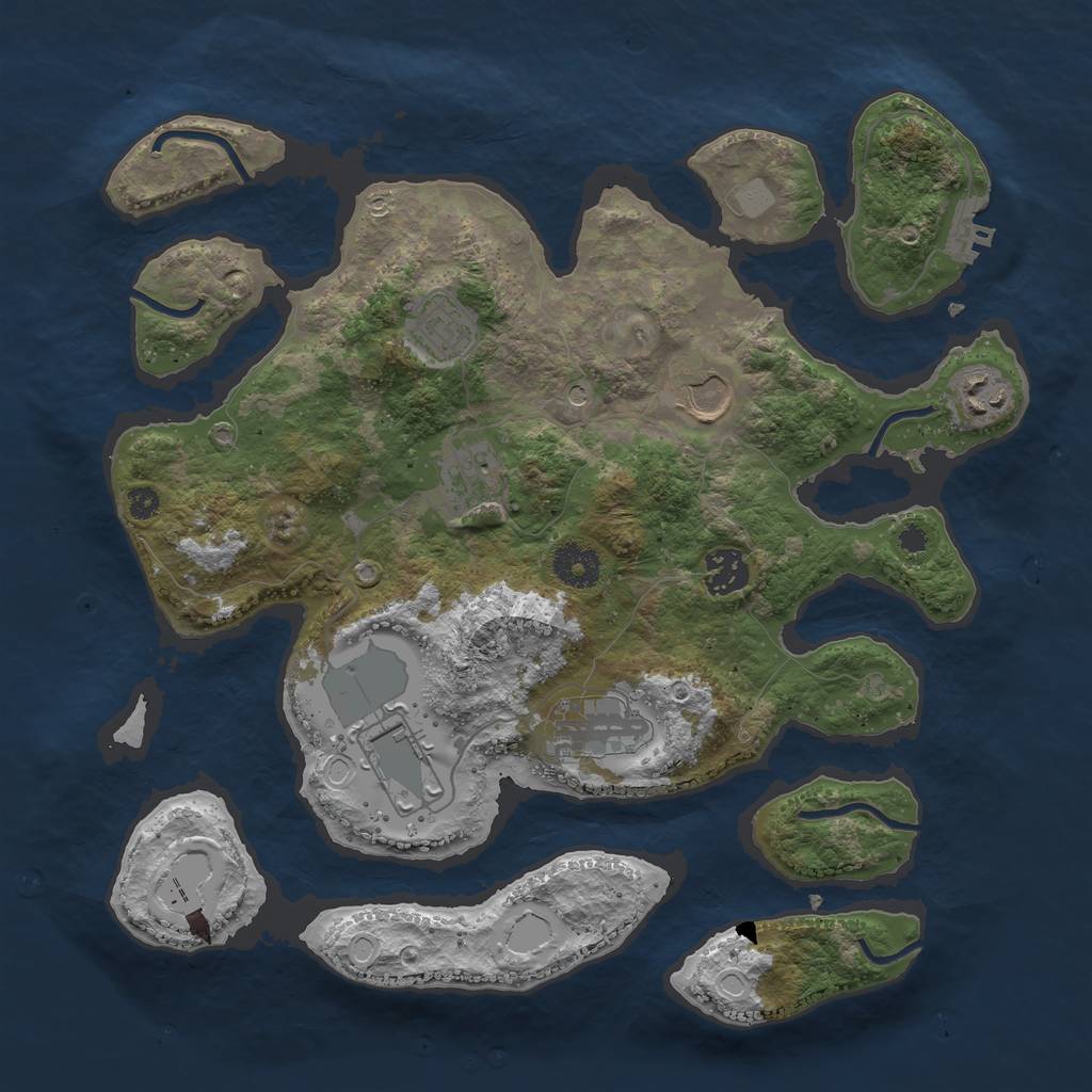 Rust Map: Procedural Map, Size: 3500, Seed: 87655894, 14 Monuments