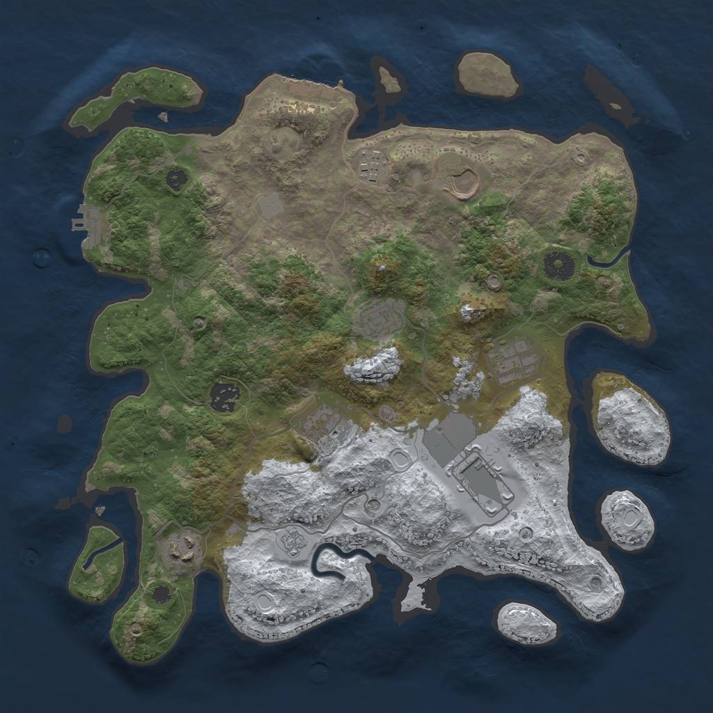 Rust Map: Procedural Map, Size: 3500, Seed: 4655, 17 Monuments