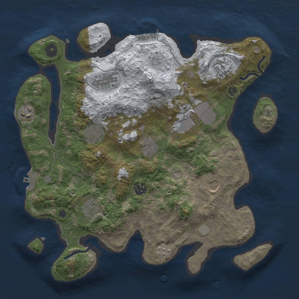 Rust Map: Procedural Map, Size: 3500, Seed: 6736, 19 Monuments
