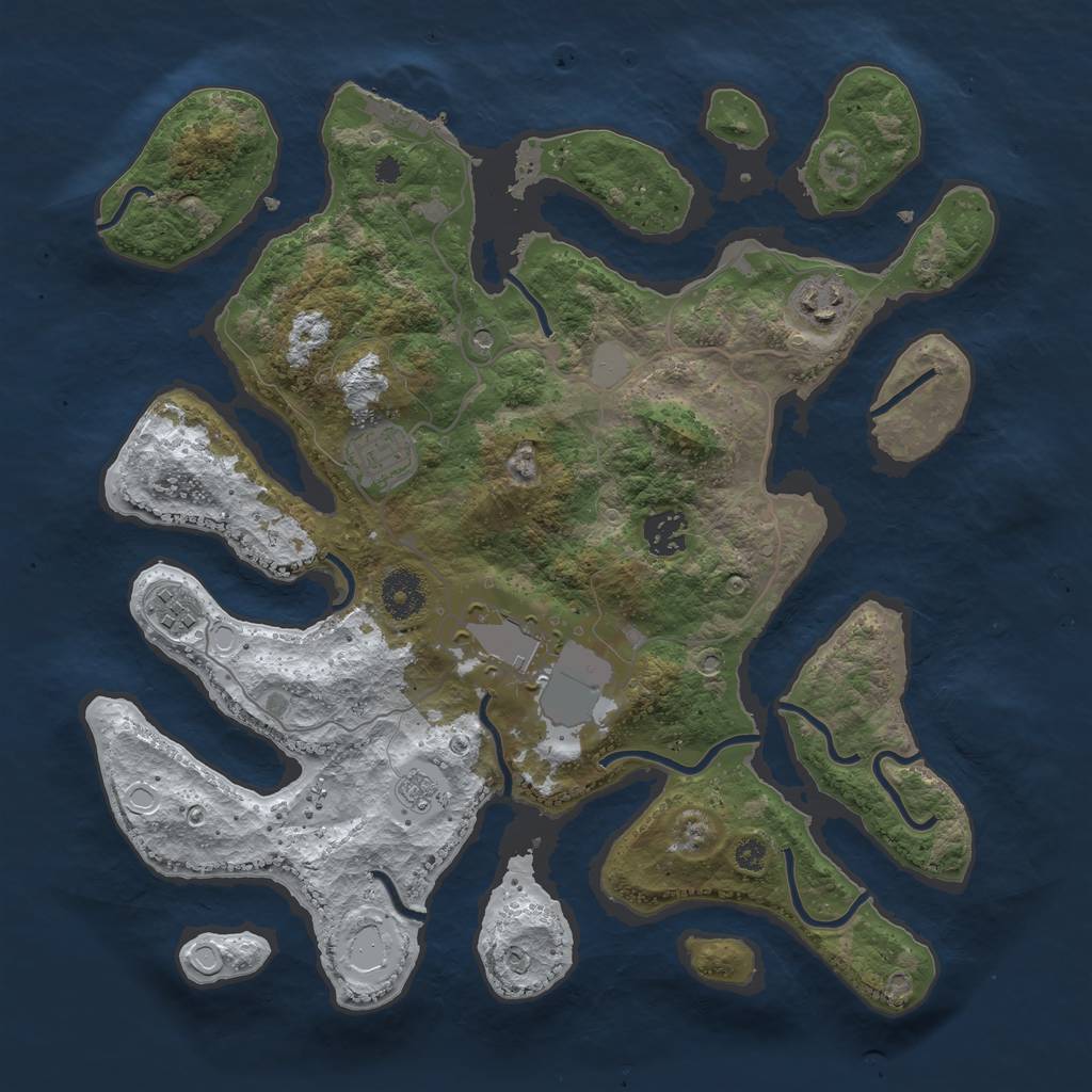 Rust Map: Procedural Map, Size: 3550, Seed: 75270, 13 Monuments