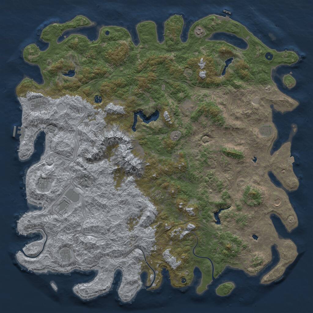 Rust Map: Procedural Map, Size: 6000, Seed: 32, 17 Monuments