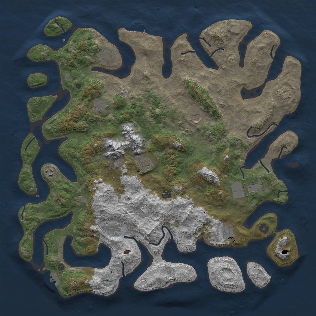 Rust Map: Procedural Map, Size: 5000, Seed: 888888, 19 Monuments