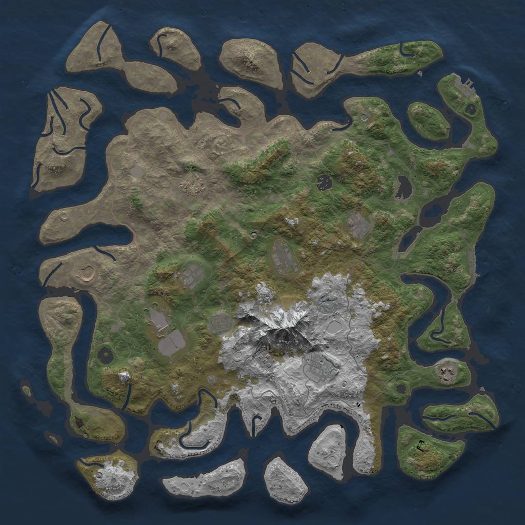 Rust Map: Procedural Map, Size: 5000, Seed: 6969696, 19 Monuments