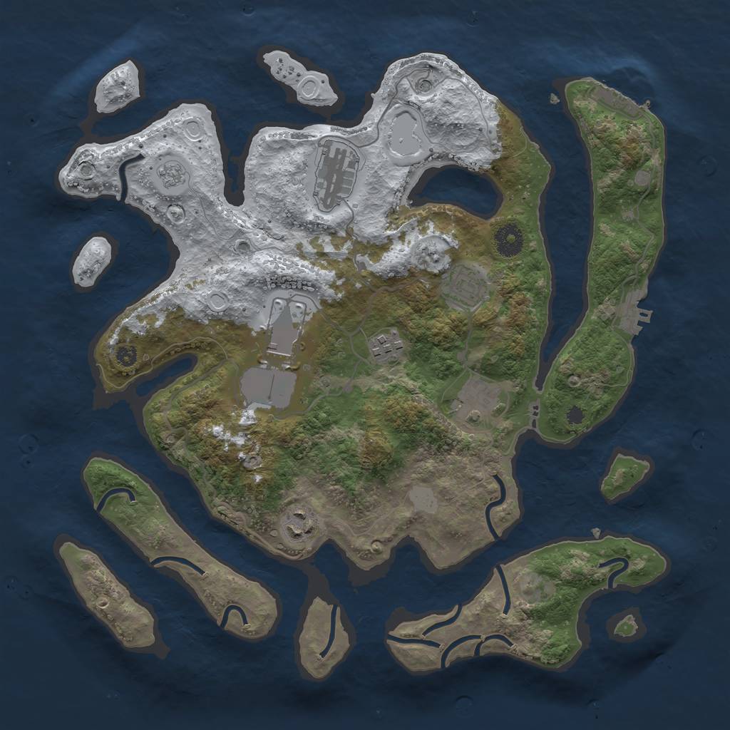 Rust Map: Procedural Map, Size: 3550, Seed: 628781, 15 Monuments